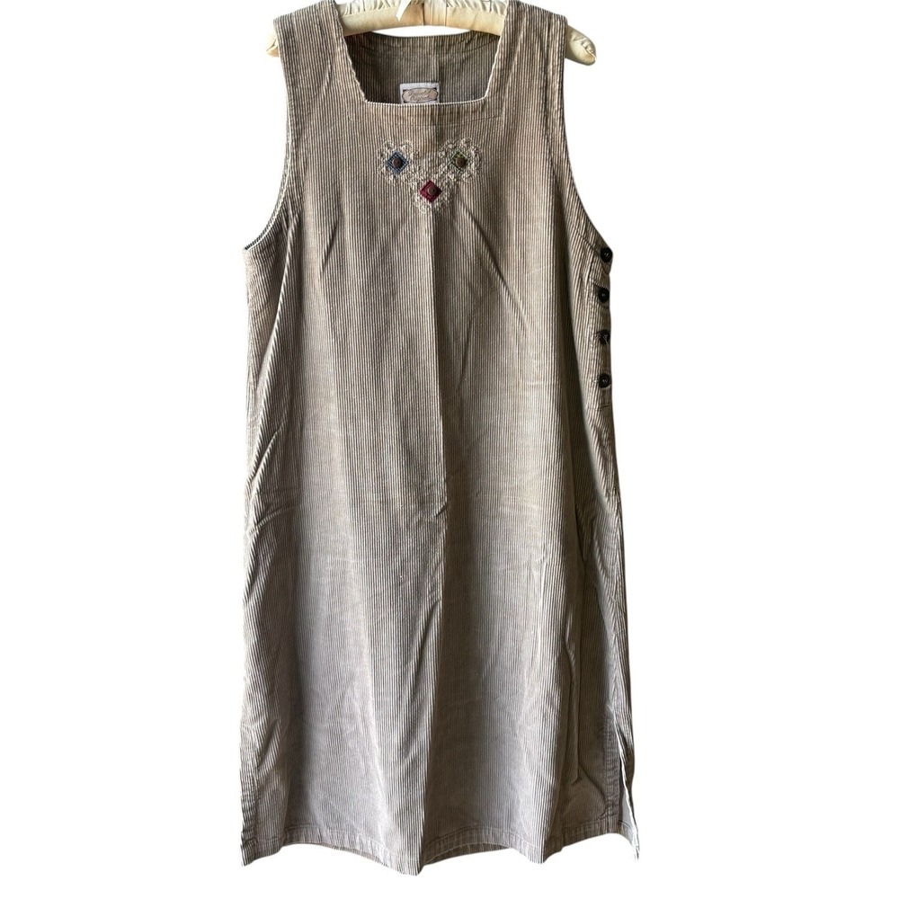 Vintage 90s Decorated Originals Embroidered Corduroy Jumper‎ Dress Women's M